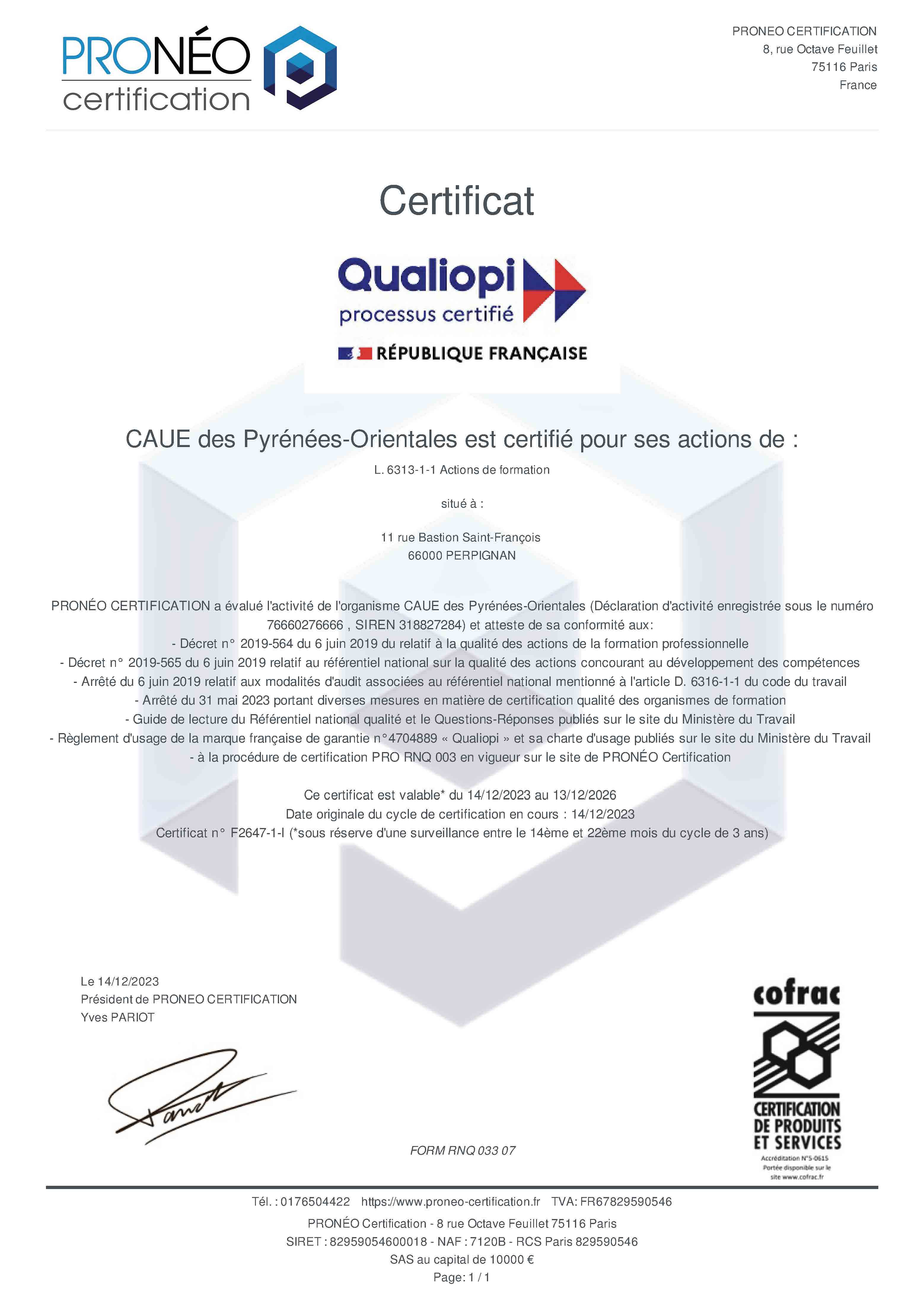 Certificat QUALIOPI F2647